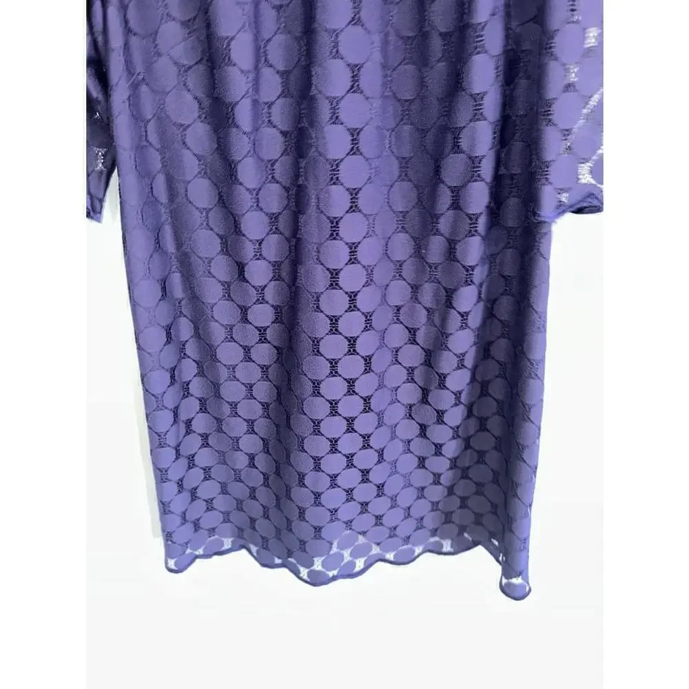 Adrianna Papell Navy blue dot lace overlay shift dress size 14W